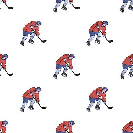 Hockey player in full gear with a stick playing hockey. stock web illustration.のイラスト素材