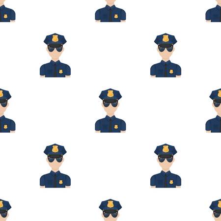 Police officer icon in cartoon style isolated on white background. Police symbol stock vector illustration.のイラスト素材