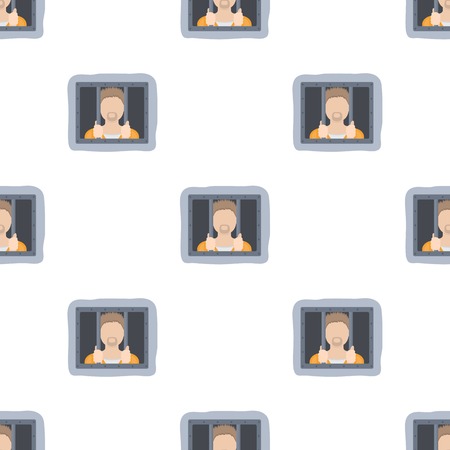 Prisoner icon in cartoon style isolated on white background. Police symbol stock vector illustration.のイラスト素材