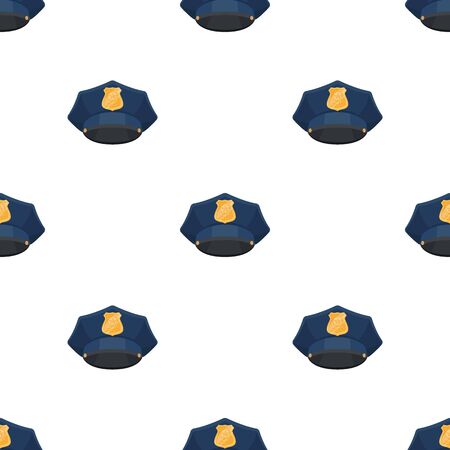 Police cap icon in cartoon style isolated on white background. Police symbol stock vector illustration.のイラスト素材