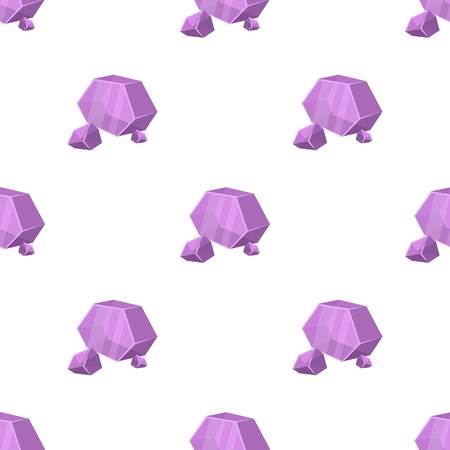 Purple rough gemstone icon in cartoon style isolated on white background. Precious minerals and jeweler symbol stock vector illustration.のイラスト素材