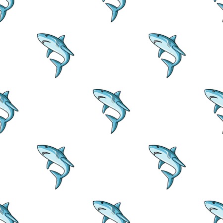 Great white shark icon in cartoon style isolated on white background. Surfing symbol stock vector illustration.のイラスト素材