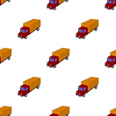 Red truck with a yellow body. The car for cargo transportation.Transport single icon in cartoon style vector symbol stock illustration.のイラスト素材