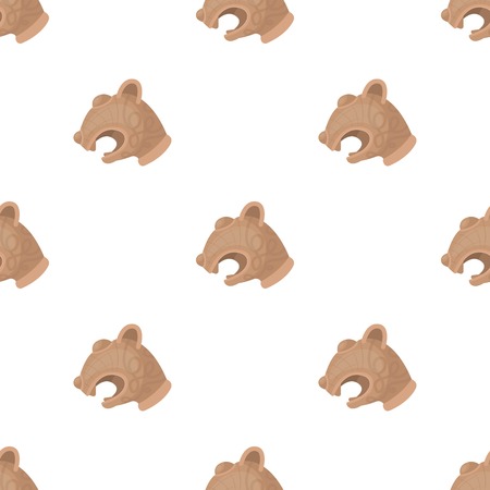 Animal head of vikings ship icon in cartoon style isolated on white background. Vikings symbol stock vector illustration.のイラスト素材