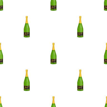 Bottle of champagne icon in cartoon design isolated on white background. Wine production symbol stock vector illustration.のイラスト素材