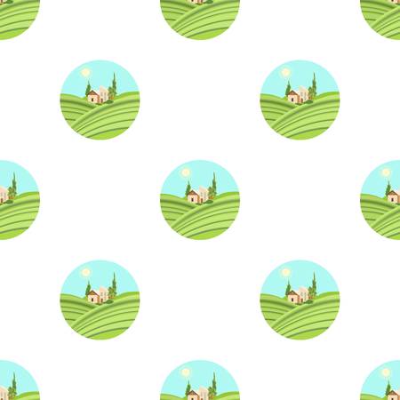 Lodge with vineyards icon in cartoon design isolated on white background. Wine production symbol stock vector illustration.のイラスト素材