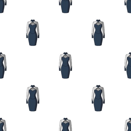 Strict two-color female dress to the knee. Dresses working style.Women clothing single icon in cartoon style vector symbol stock illustration.のイラスト素材