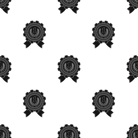 The award for first place.Gold medal with the red ribbon of the winner Olympics.Awards and trophies single icon in black style vector symbol stock illustration.のイラスト素材