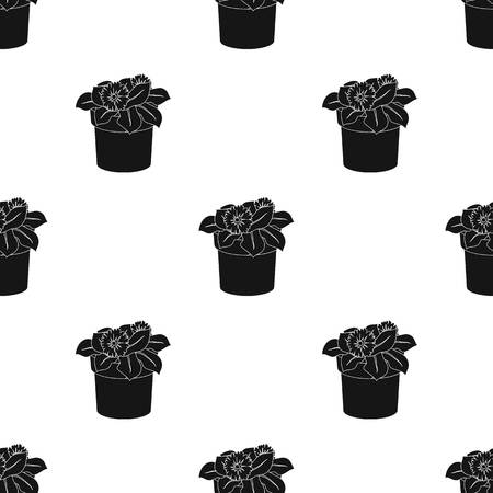 Flower in the pot icon in black style isolated on white background. Bio and ecology symbol stock vector illustration.のイラスト素材
