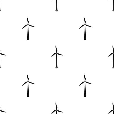 Wind energy turbine icon in black style isolated on white background. Bio and ecology symbol stock vector illustration.のイラスト素材