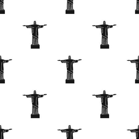 Christ the Redeemer icon in black style isolated on white background. Brazil country symbol stock vector illustration.のイラスト素材