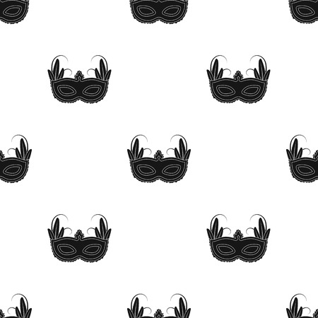 Brazilian carnival mask icon in black style isolated on white background. Brazil country symbol stock vector illustration.のイラスト素材