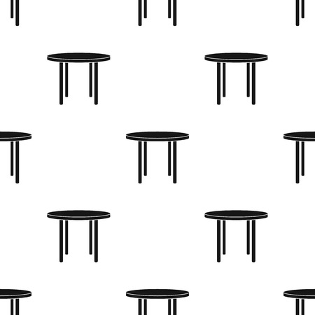 Wooden round table icon in black style isolated on white background. Furniture and home symbol stock vector illustration.のイラスト素材