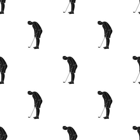 Golfer before kick icon in black style isolated on white background. Golf club symbol vector illustration.のイラスト素材
