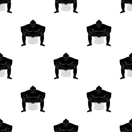 Sumo wrestler icon in black style isolated on white background. Japan symbol vector illustration.のイラスト素材