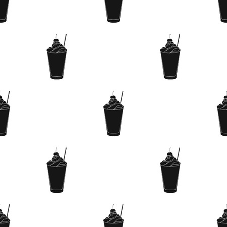 Milkshake with cherry on the top seamless patternのイラスト素材