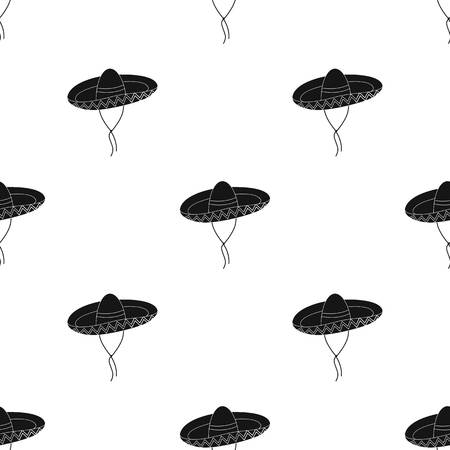 Mexican sombrero icon in black style isolated on white background. Mexico country symbol vector illustration.のイラスト素材