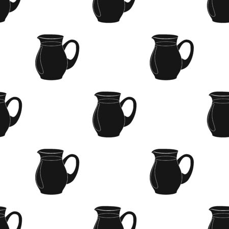 Glass jug of milk icon in black style isolated on white background. Milk product and sweet symbol stock vector illustration.のイラスト素材