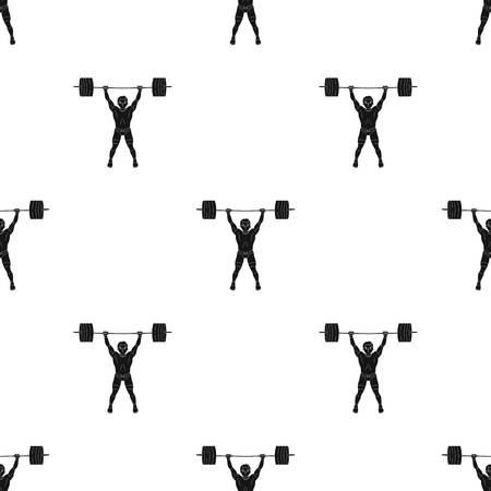 Strong weightlifter raises the bar in the gym.The athlete lifts a huge weight.のイラスト素材