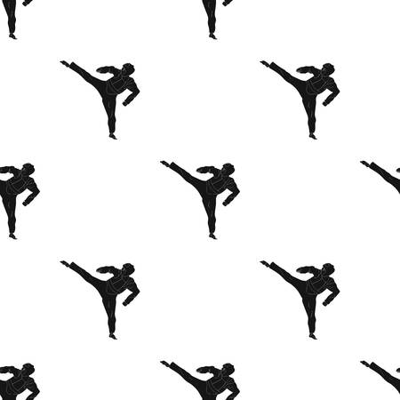 Taekwondo fighter in white kimono and red protection sports.のイラスト素材