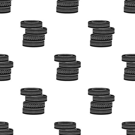 Barricade from tires icon in black style isolated on white background. Paintball symbol stock vector illustration.のイラスト素材