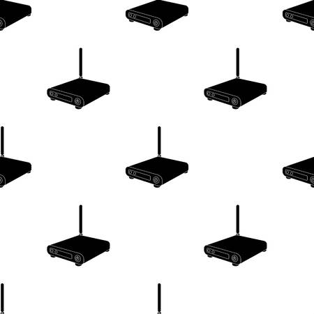 Router icon in black style isolated on white background. Personal computer accessories symbol stock vector illustration.のイラスト素材