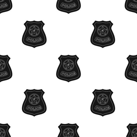 Police badge icon in black design isolated on white background. Police symbol stock vector illustration.のイラスト素材