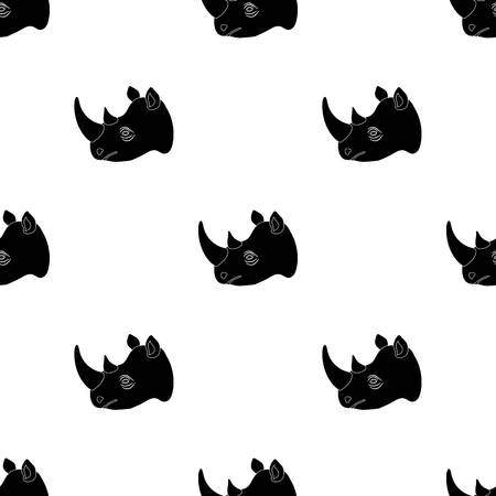 Rhinoceros icon in black design isolated on white background. Realistic animals symbol stock vector illustration.のイラスト素材