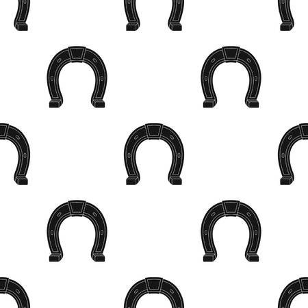 Horseshoe icon in black design isolated on white background. Rodeo symbol stock vector illustration.のイラスト素材
