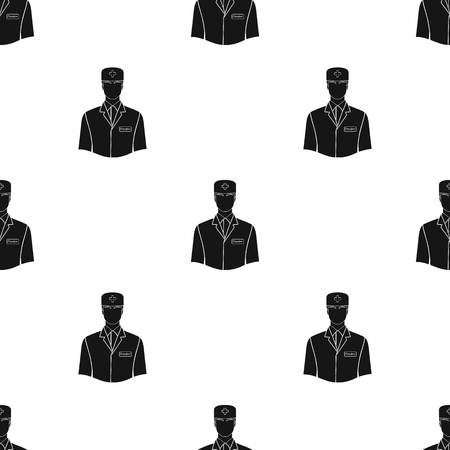 The man is a doctor in uniform. Medicine single icon in black style vector symbol stock illustration .のイラスト素材