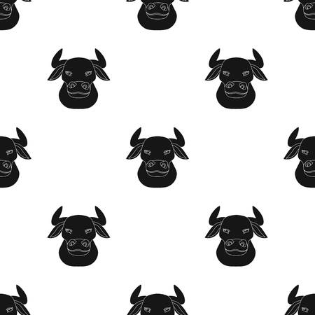 Head of bull icon in black design isolated on white background. Spain country symbol stock vector illustration.のイラスト素材