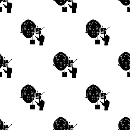 Man in the virtual reality icon in black style isolated on white background. Virtual reality symbol vector illustration.のイラスト素材