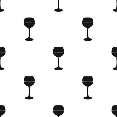 Glass of red wine icon in black design isolated on white background. Wine production symbol stock vector illustration.のイラスト素材