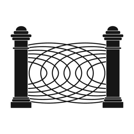 A fence of metal and bricks. A different fence single icon in black style vector symbol stock illustration web.のイラスト素材