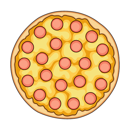 Pizza with meat, cheese and other filling. Different pizza single icon in cartoon style vector symbol stock illustration web.のイラスト素材