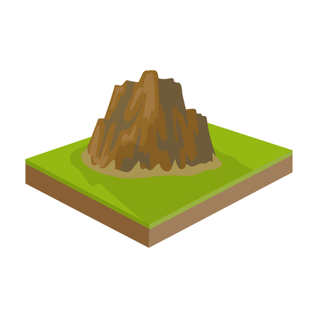 Mountains, rocks and landscape. Relief and mountains single icon in cartoon style isometric vector symbol stock illustration web.のイラスト素材