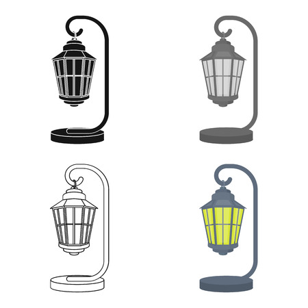 Street lights in retro style. Lamppost single icon in cartoon style symbol stock illustration .のイラスト素材