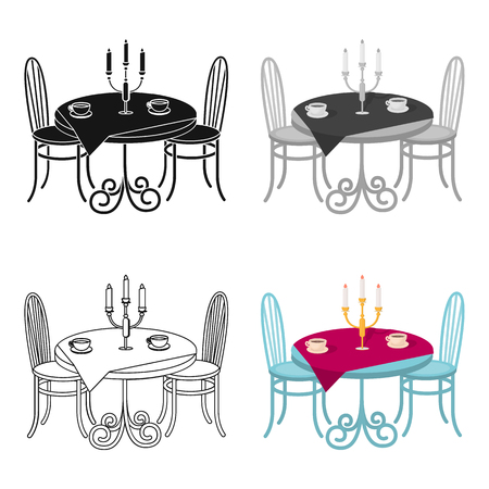 Served table in the restaurant. Furniture single icon in cartoon style Isometric symbol stock illustration .のイラスト素材