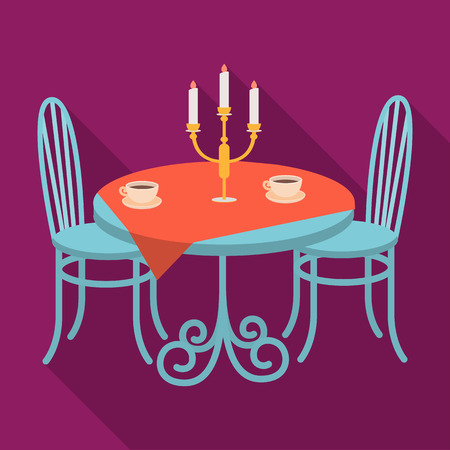 Served table in the restaurant. Furniture single icon in flat style Isometric vector symbol stock illustration .のイラスト素材