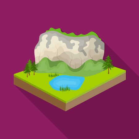 Mountains, rocks and landscape. Relief and mountains single icon in flat style isometric vector symbol stock illustration .のイラスト素材