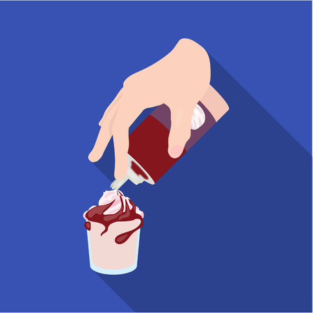 Preparation of a delicious dessert with cream. Dessert single icon in flat style vector symbol stock illustration .のイラスト素材