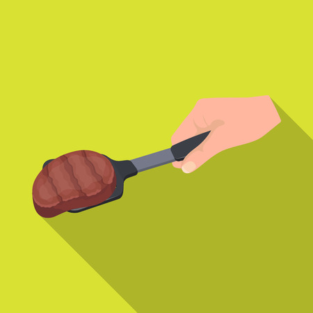 Fried piece of meat on the scapula. Food and cooking single icon in flat style vector symbol stock illustration .のイラスト素材