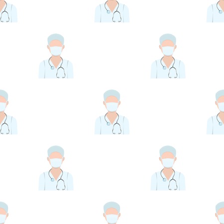 The doctor is wearing a face mask with a phonendoscope. Medicine single icon in cartoon style vector symbol stock illustration web.のイラスト素材