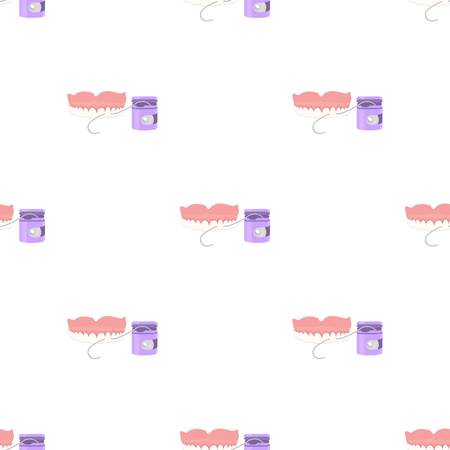 Cleaning the teeth with a Silk dental floss. Stomatology single icon in cartoon style vector symbol stock illustration web.のイラスト素材