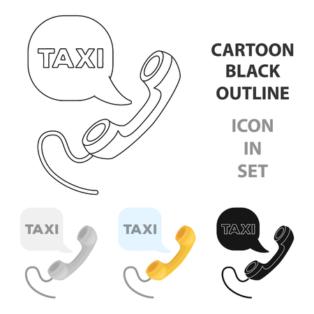 Yellow handset with cord to call a taxi Taxi station single icon in cartoon style vector symbol stock illustration.のイラスト素材