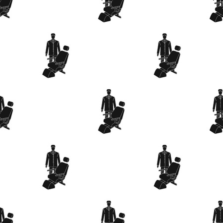The doctor is a dentist in a white dressing gown in the office next to the chair. Medicine single icon in black style vector symbol stock illustration web.のイラスト素材
