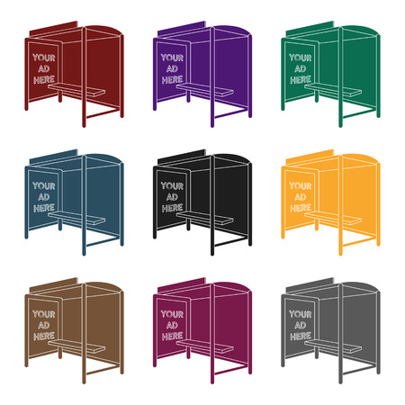 Bus station advertising icon in black style isolated on white background.のイラスト素材