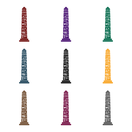 Set of colorful luxor obelisk icon.のイラスト素材