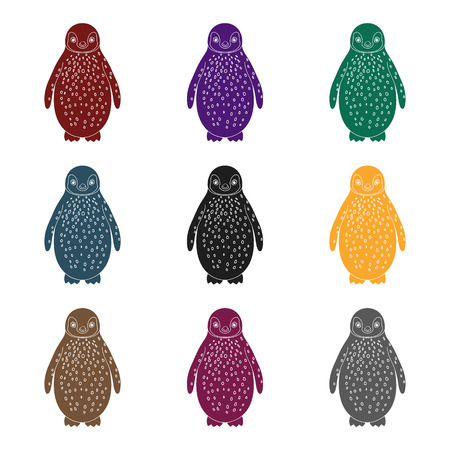 Set of colorful penguins icon.のイラスト素材