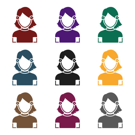 Set of colorful female with short hair avatar.のイラスト素材
